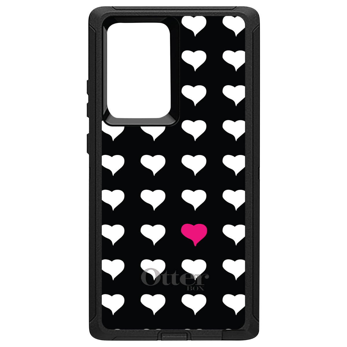 Pink White Black Repeating Hearts OtterBox Defender Case for iPhone & Galaxy, view 10
