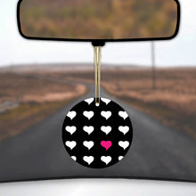 Pink White Black Repeating Hearts Ceramic Ornament