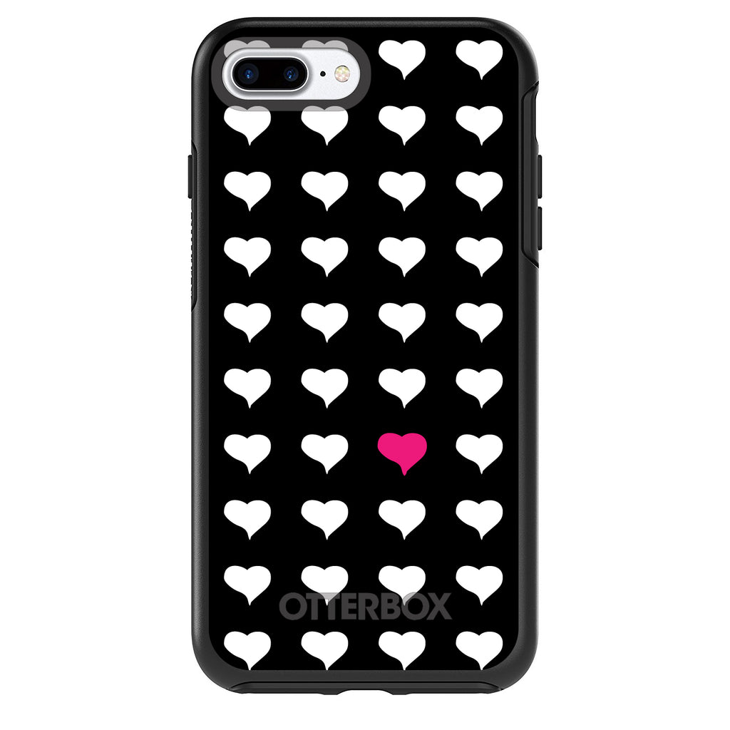 Pink White Black Repeating Hearts OtterBox Symmetry Case for iPhone & Galaxy, view 2
