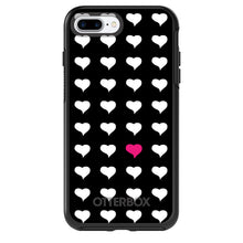 DistinctInk™ OtterBox Symmetry Series Case for Apple iPhone / Samsung Galaxy / Google Pixel - Pink White Black Repeating Hearts