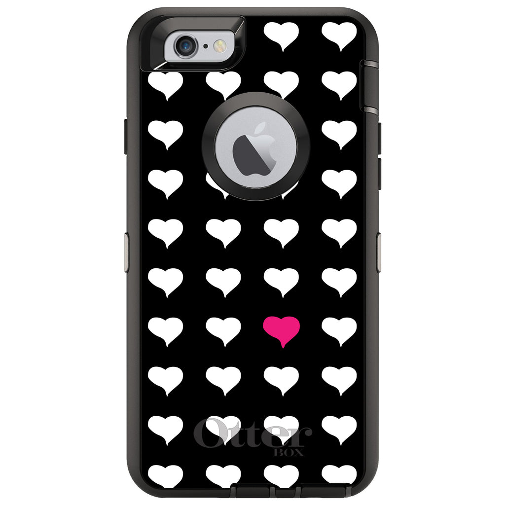 Pink White Black Repeating Hearts OtterBox Defender Case for iPhone & Galaxy, view 4