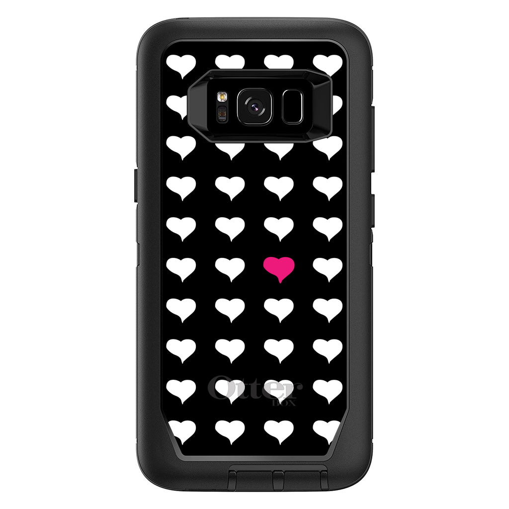 Pink White Black Repeating Hearts OtterBox Defender Case for iPhone & Galaxy, view 9