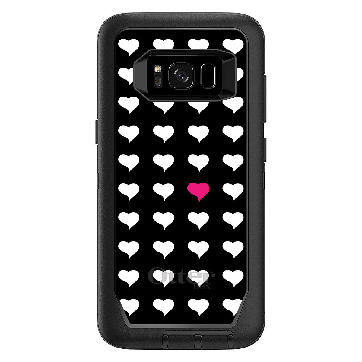 Pink White Black Repeating Hearts OtterBox Defender Case for iPhone & Galaxy, view 9