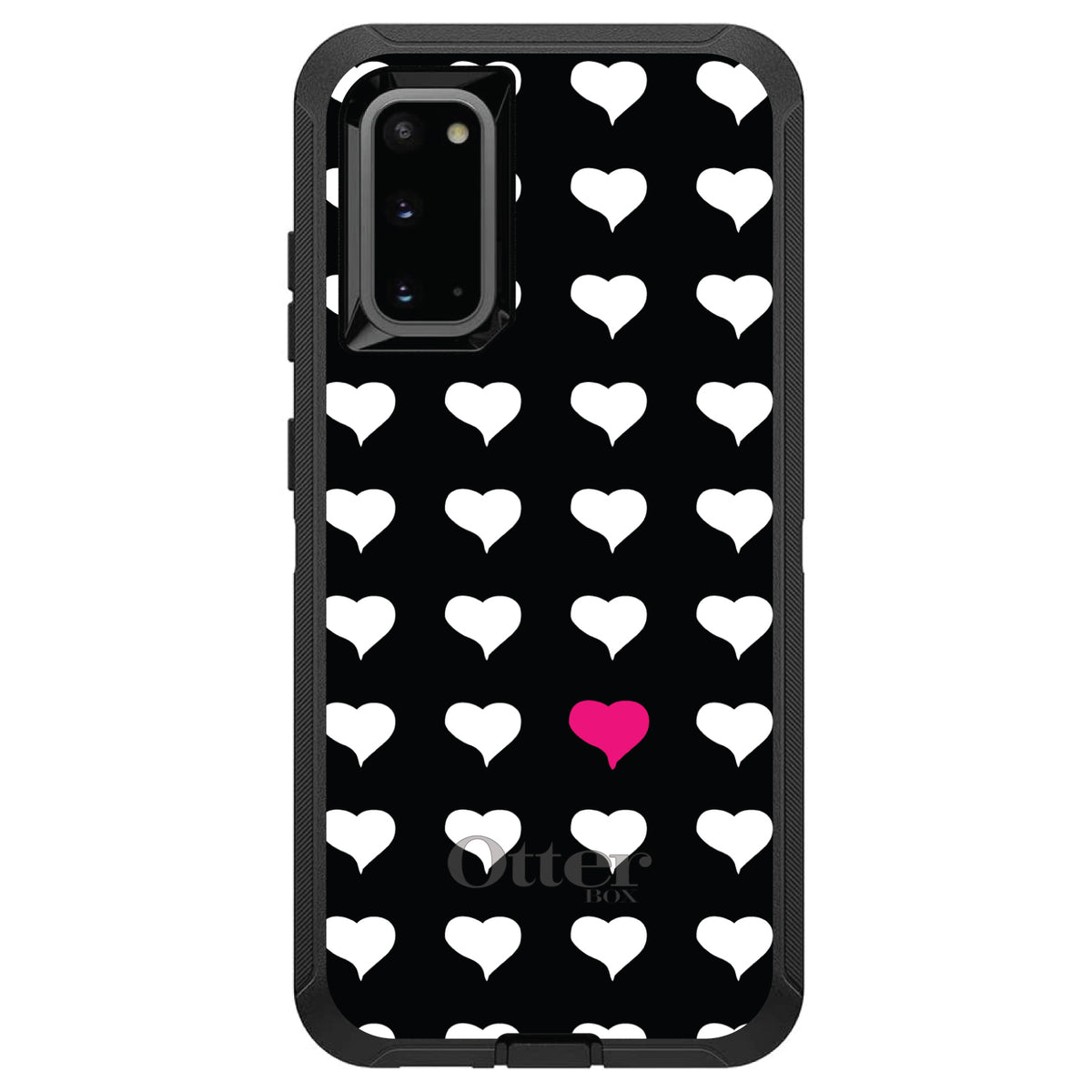 Pink White Black Repeating Hearts OtterBox Defender Case for iPhone & Galaxy, view 5