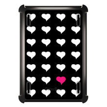 DistinctInk™ OtterBox Defender Series Case for Apple iPad / iPad Pro / iPad Air / iPad Mini - Pink White Black Repeating Hearts