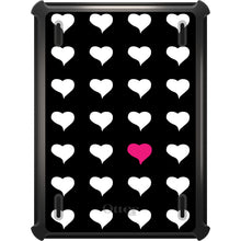 DistinctInk™ OtterBox Defender Series Case for Apple iPad / iPad Pro / iPad Air / iPad Mini - Pink White Black Repeating Hearts