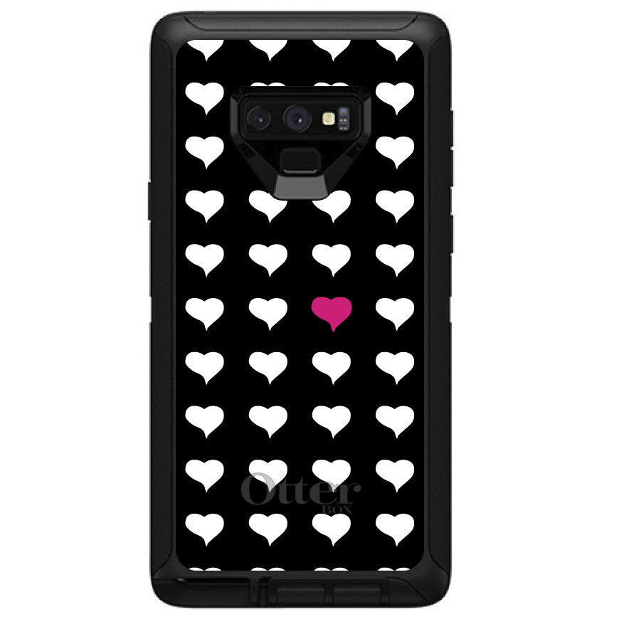 Pink White Black Repeating Hearts OtterBox Defender Case for iPhone & Galaxy, view 13