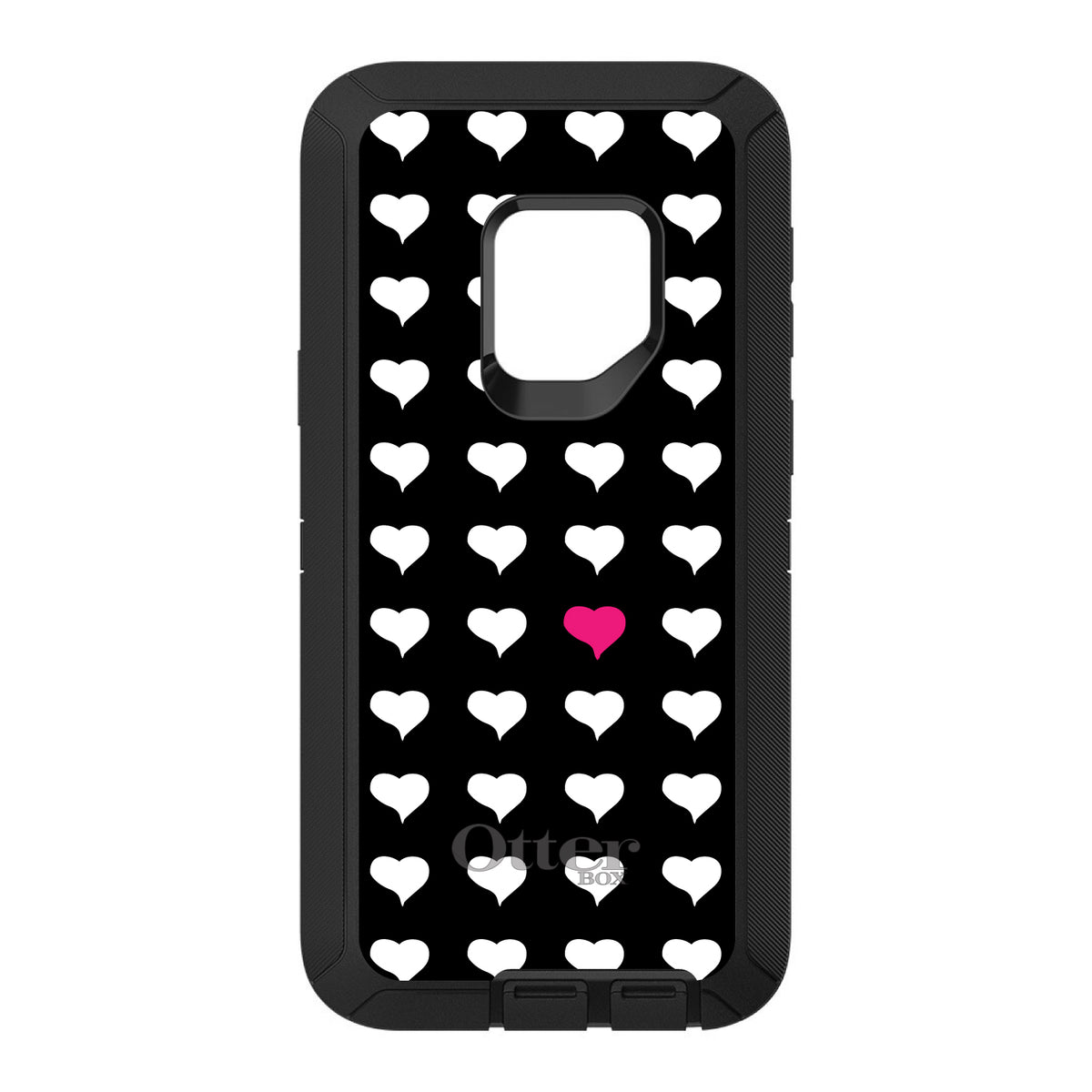 Pink White Black Repeating Hearts OtterBox Defender Case for iPhone & Galaxy, view 8