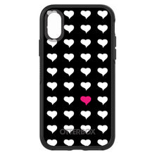 DistinctInk™ OtterBox Symmetry Series Case for Apple iPhone / Samsung Galaxy / Google Pixel - Pink White Black Repeating Hearts