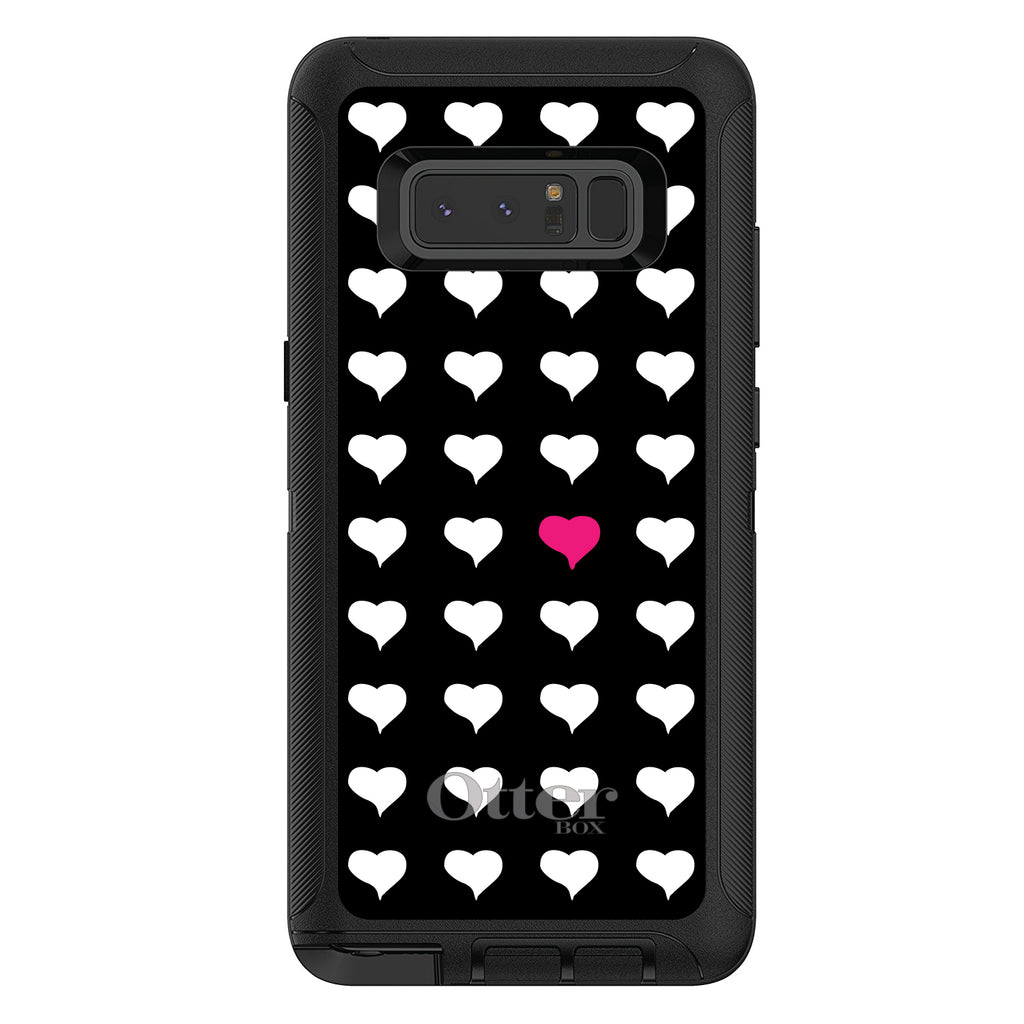 Pink White Black Repeating Hearts OtterBox Defender Case for iPhone & Galaxy, view 14