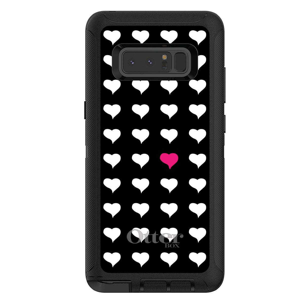 Pink White Black Repeating Hearts OtterBox Defender Case for iPhone & Galaxy, view 14