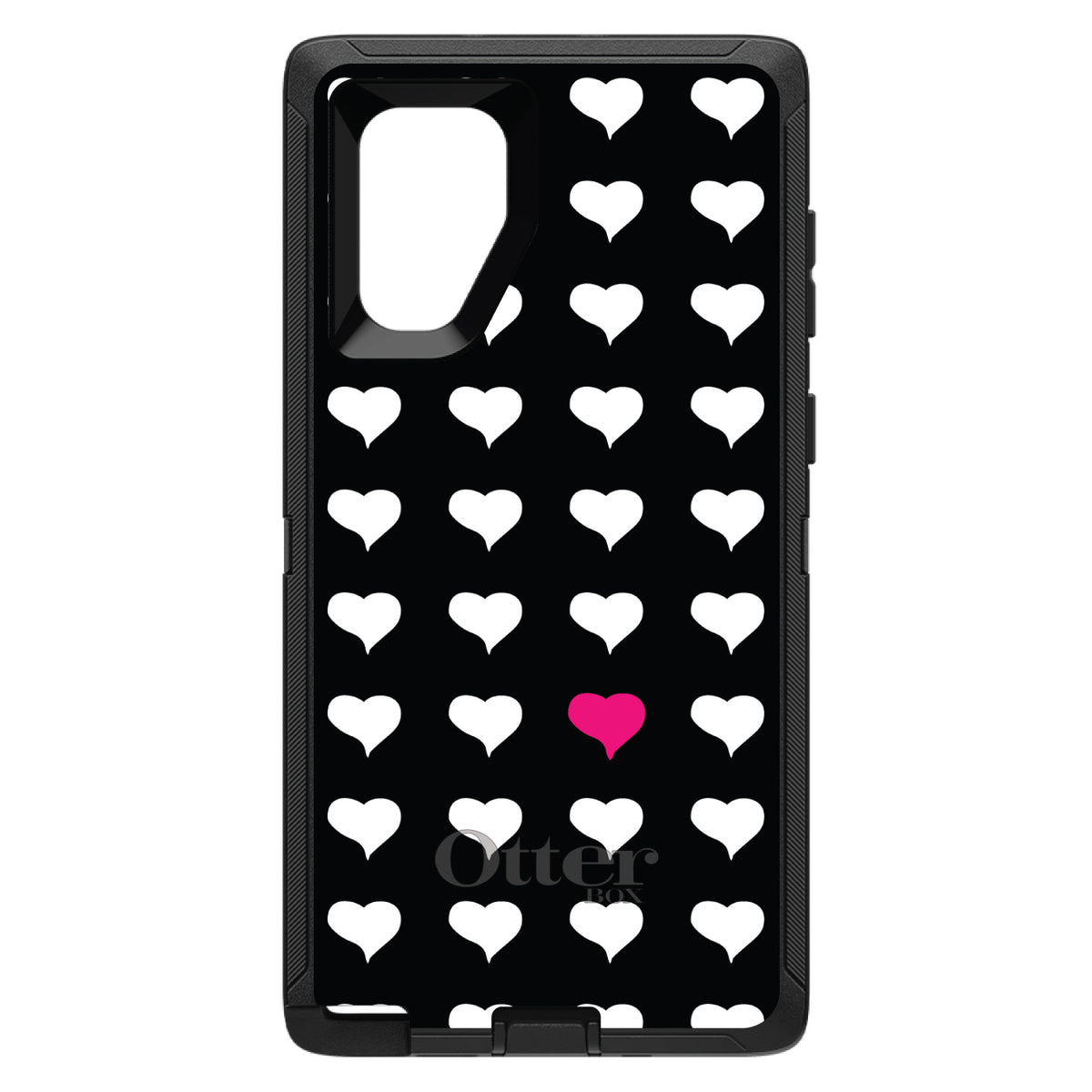 Pink White Black Repeating Hearts OtterBox Defender Case for iPhone & Galaxy, view 11