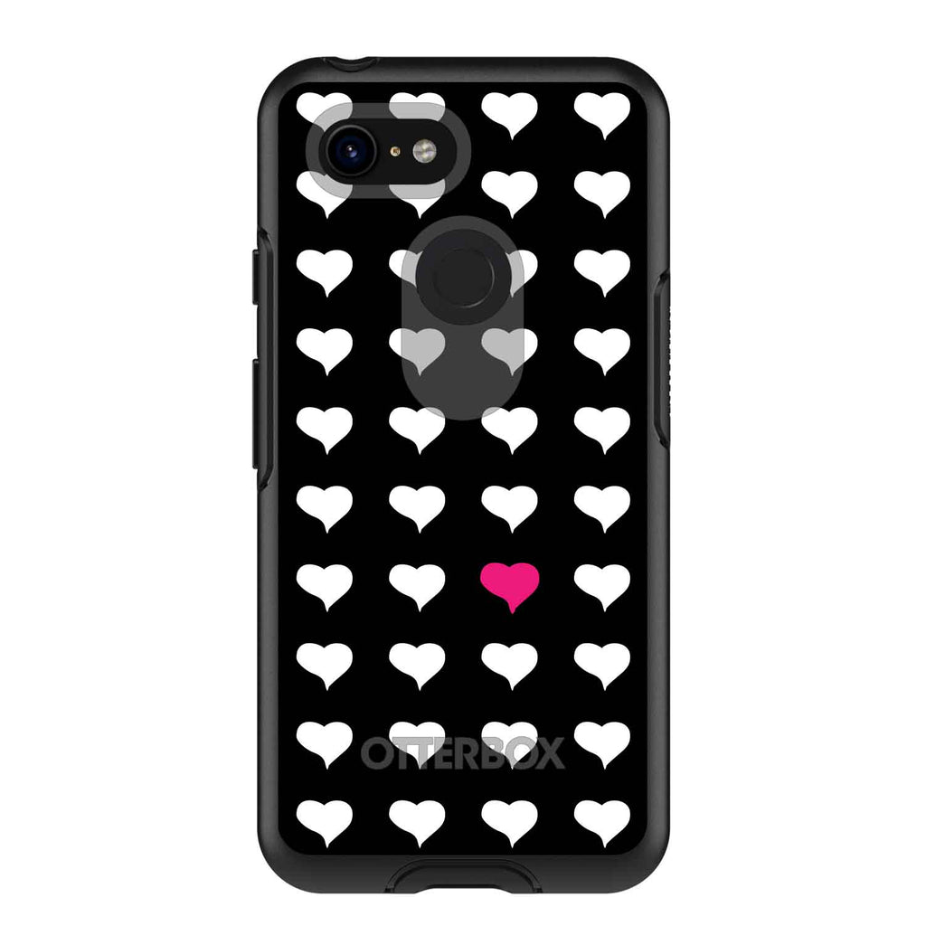 Pink White Black Repeating Hearts OtterBox Symmetry Case for iPhone & Galaxy, view 15