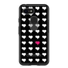 DistinctInk™ OtterBox Symmetry Series Case for Apple iPhone / Samsung Galaxy / Google Pixel - Pink White Black Repeating Hearts