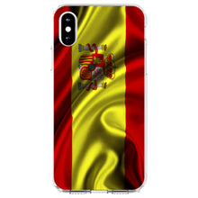 DistinctInk® Clear Shockproof Hybrid Case for Apple iPhone / Samsung Galaxy / Google Pixel - Spain Waving Spanish Flag Red Yellow