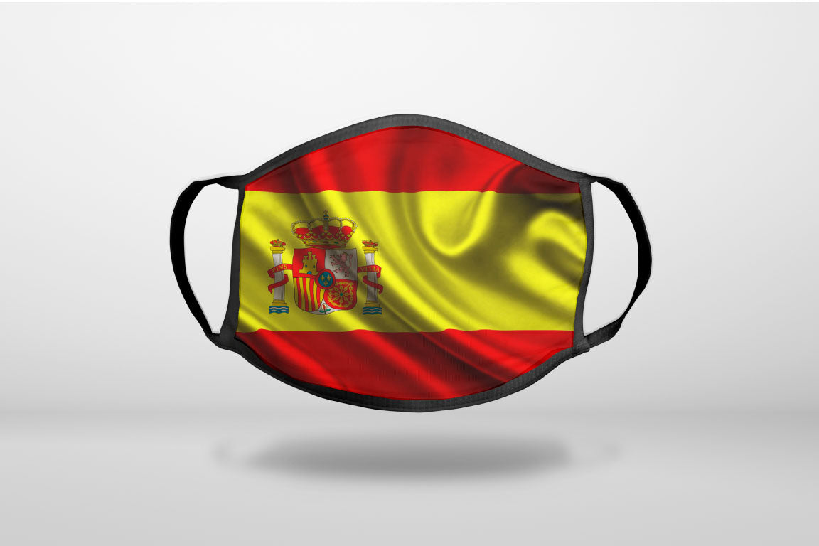 Spain Waving Spanish Flag Red Yellow - 3-Ply Reusable Soft Face Mask Covering, Unisex, Cotton Inner Layer