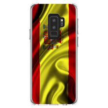 DistinctInk® Clear Shockproof Hybrid Case for Apple iPhone / Samsung Galaxy / Google Pixel - Spain Waving Spanish Flag Red Yellow
