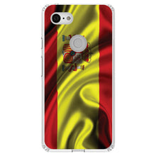DistinctInk® Clear Shockproof Hybrid Case for Apple iPhone / Samsung Galaxy / Google Pixel - Spain Waving Spanish Flag Red Yellow