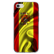 DistinctInk® Clear Shockproof Hybrid Case for Apple iPhone / Samsung Galaxy / Google Pixel - Spain Waving Spanish Flag Red Yellow
