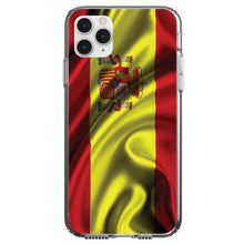 DistinctInk® Clear Shockproof Hybrid Case for Apple iPhone / Samsung Galaxy / Google Pixel - Spain Waving Spanish Flag Red Yellow