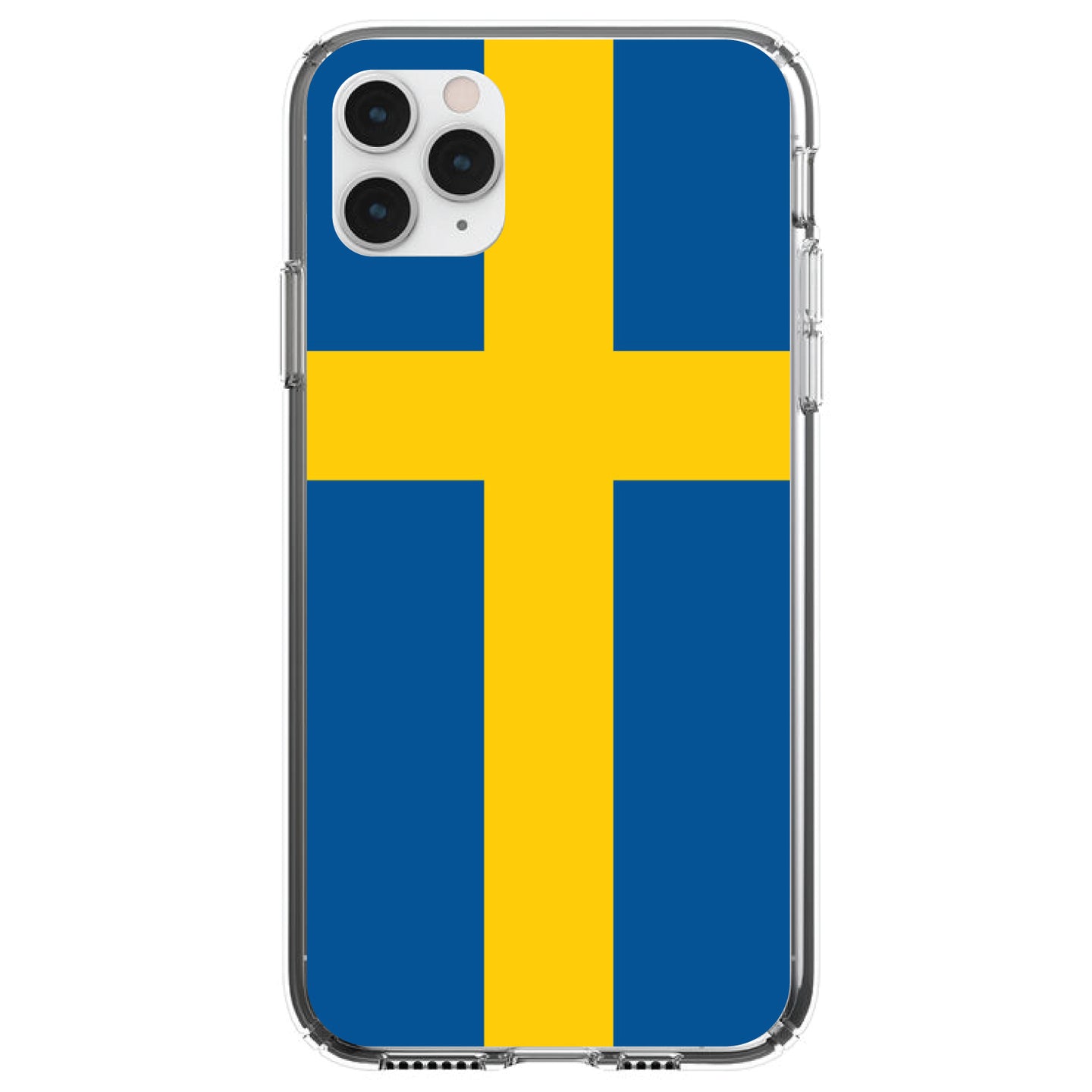 DistinctInk® Clear Shockproof Hybrid Case for Apple iPhone / Samsung Galaxy / Google Pixel - Sweden Flag