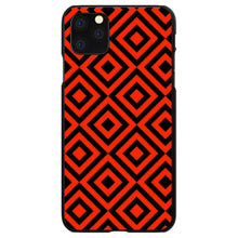 DistinctInk® Hard Plastic Snap-On Case for Apple iPhone or Samsung Galaxy - Black Red Diamond Pattern Geometric