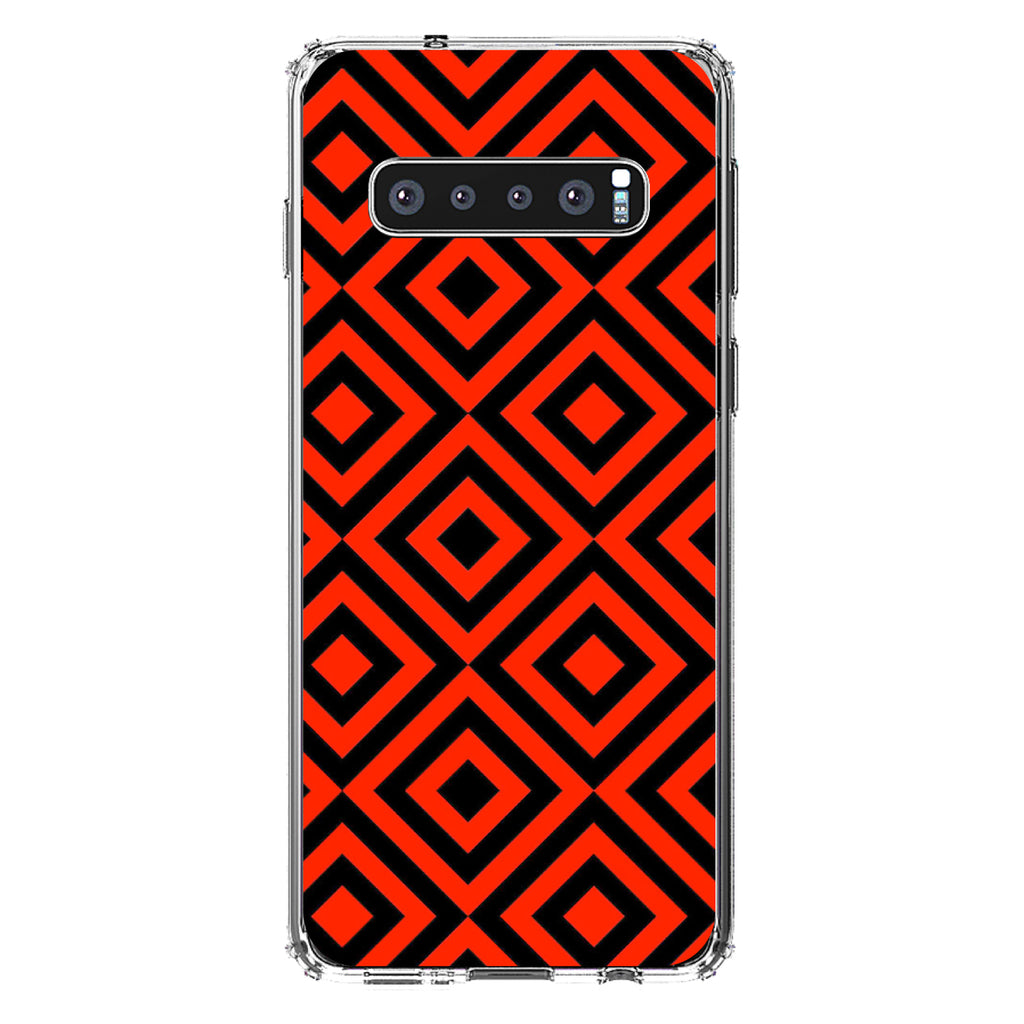 Black Red Diamond Pattern Geometric Clear Shockproof iPhone Case, view 17