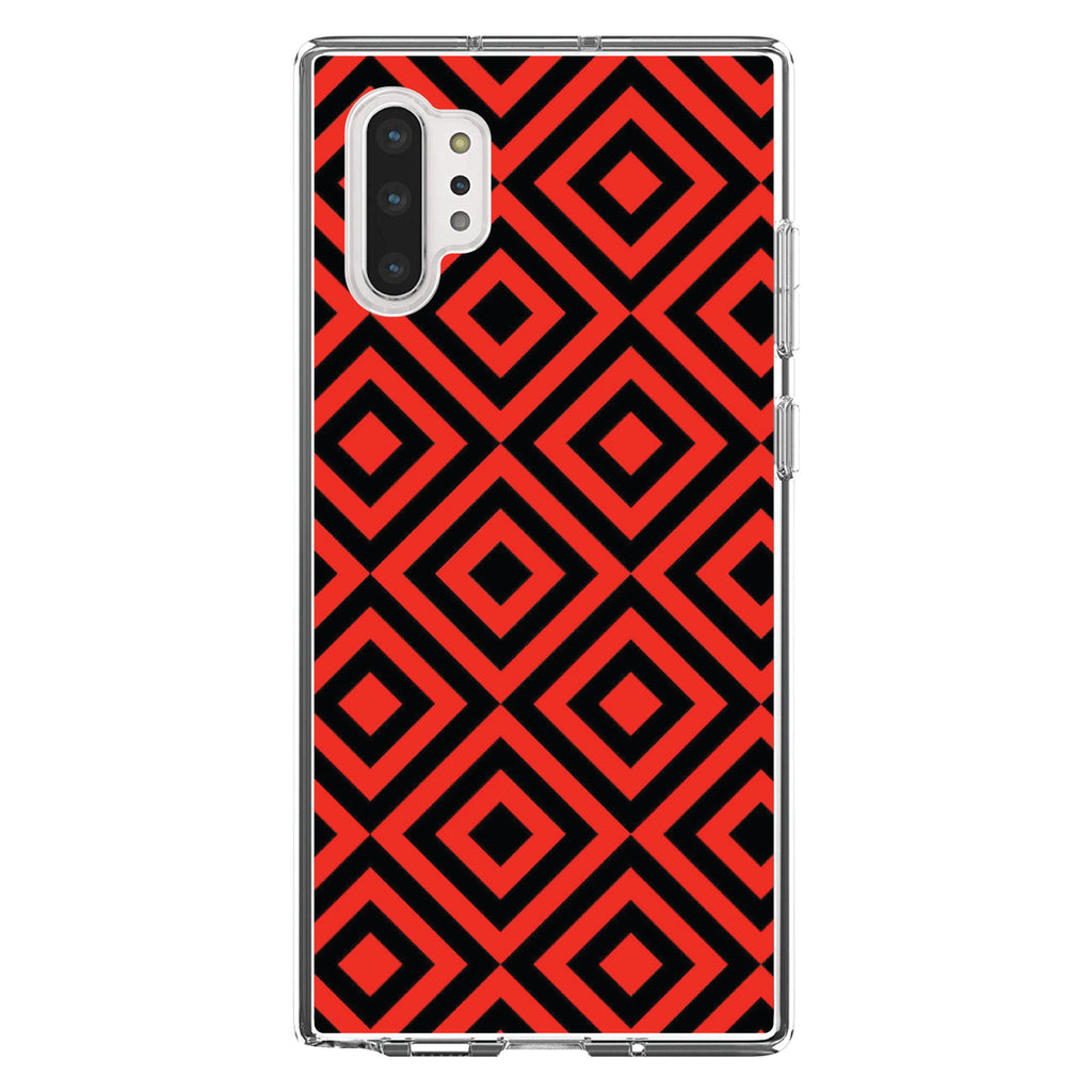 Black Red Diamond Pattern Geometric Clear Shockproof iPhone Case, view 10
