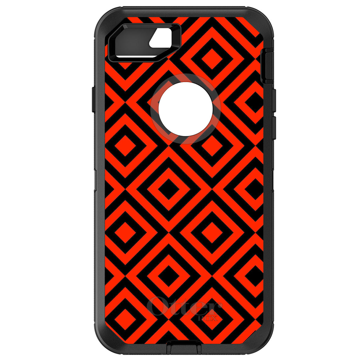 Black Red Diamond Pattern Geometric OtterBox Defender Case for iPhone & Galaxy