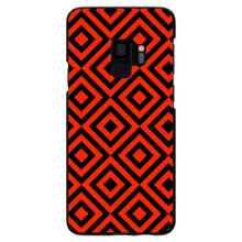 DistinctInk® Hard Plastic Snap-On Case for Apple iPhone or Samsung Galaxy - Black Red Diamond Pattern Geometric