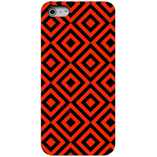 DistinctInk® Hard Plastic Snap-On Case for Apple iPhone or Samsung Galaxy - Black Red Diamond Pattern Geometric