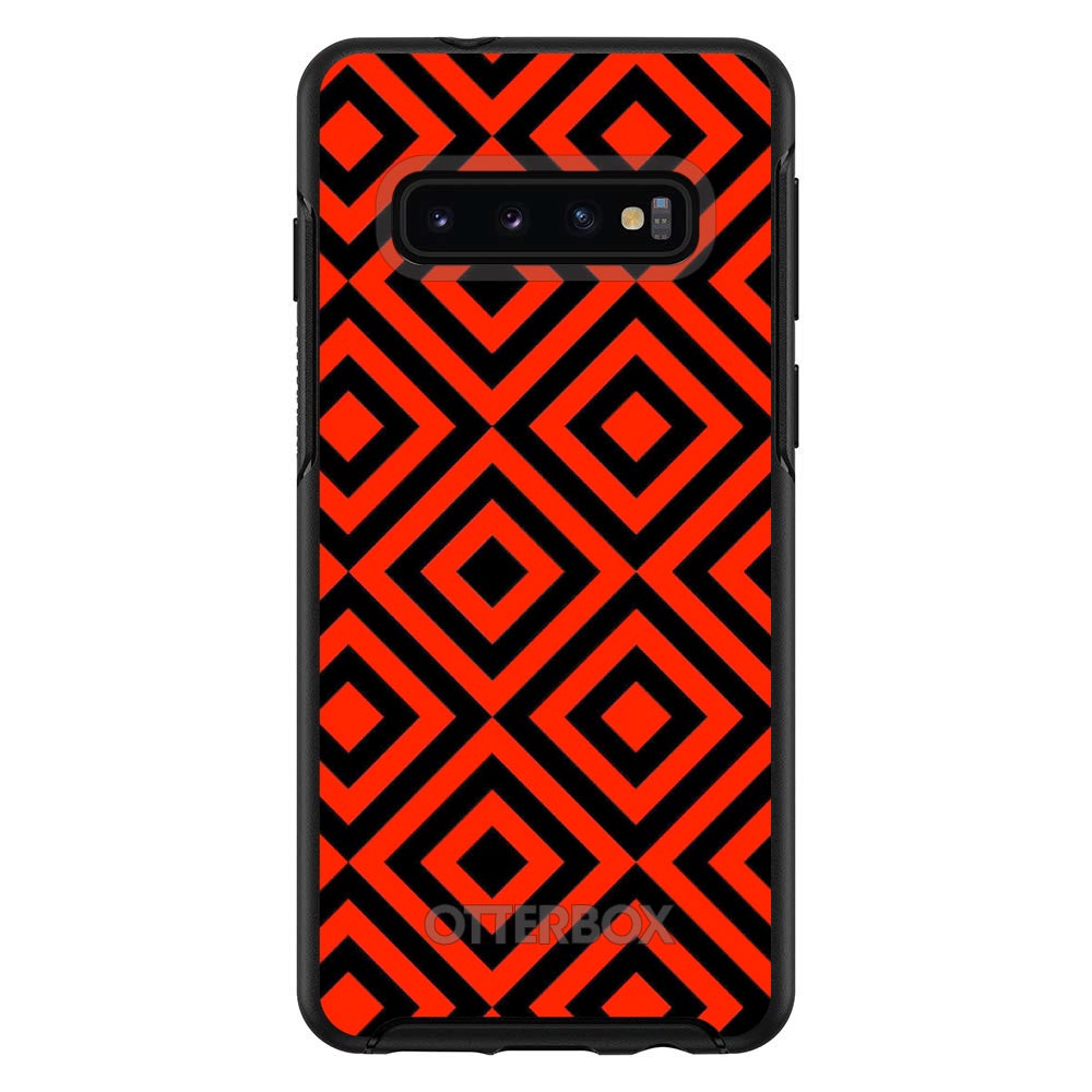 Black Red Diamond Pattern Geometric OtterBox Symmetry Case for iPhone & Galaxy, view 6