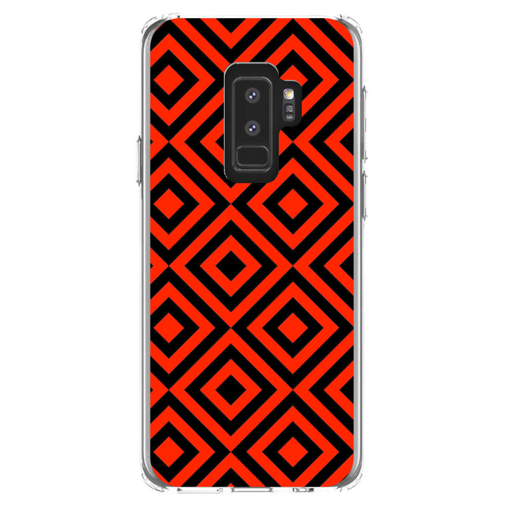Black Red Diamond Pattern Geometric Clear Shockproof iPhone Case, view 20