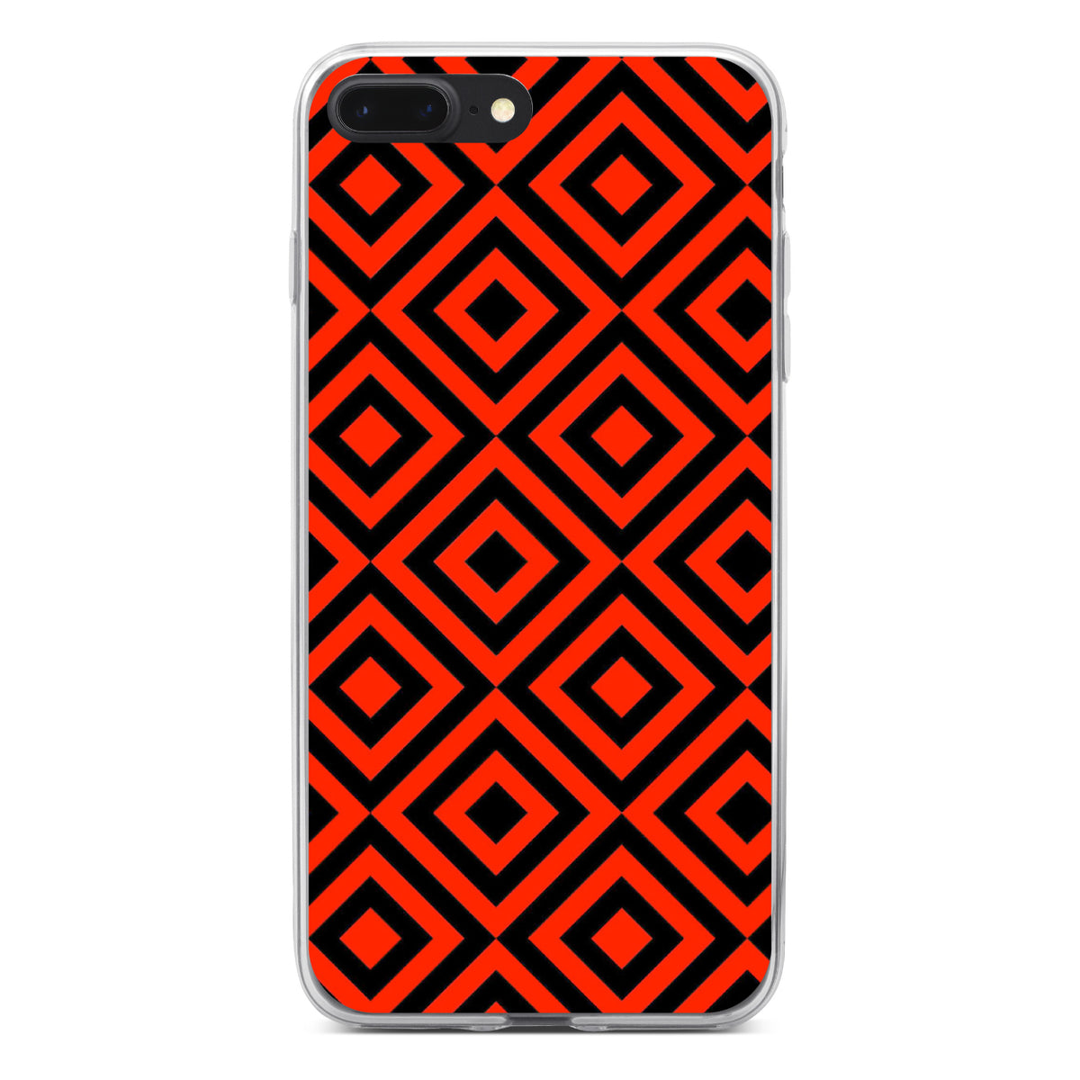 Black Red Diamond Pattern Geometric Clear Shockproof iPhone Case, view 6