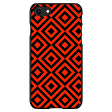 DistinctInk® Hard Plastic Snap-On Case for Apple iPhone or Samsung Galaxy - Black Red Diamond Pattern Geometric