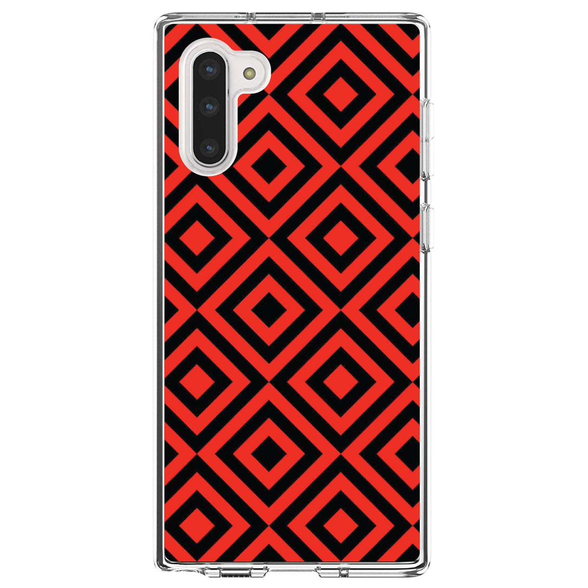 Black Red Diamond Pattern Geometric Clear Shockproof iPhone Case, view 9