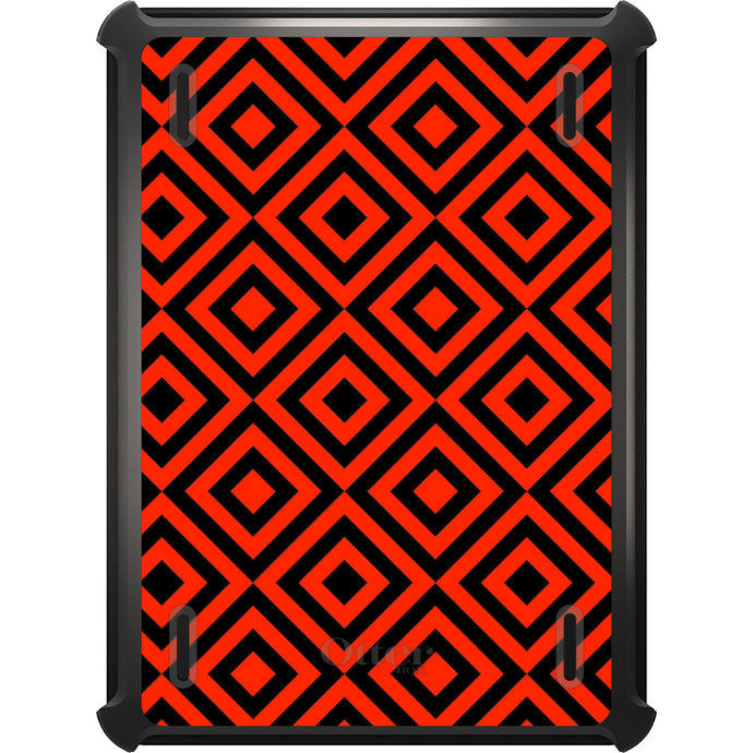 DistinctInk™ OtterBox Defender Series Case for Apple iPad / iPad Pro / iPad Air / iPad Mini - Black Red Diamond Pattern Geometric