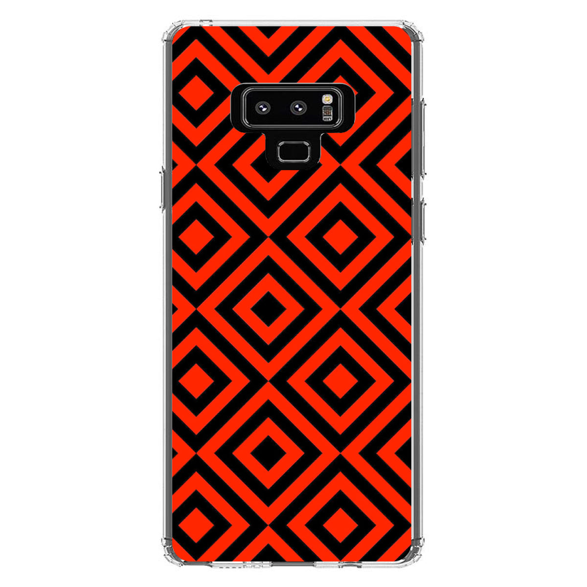 Black Red Diamond Pattern Geometric Clear Shockproof iPhone Case, view 11