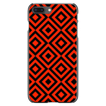 DistinctInk® Hard Plastic Snap-On Case for Apple iPhone or Samsung Galaxy - Black Red Diamond Pattern Geometric