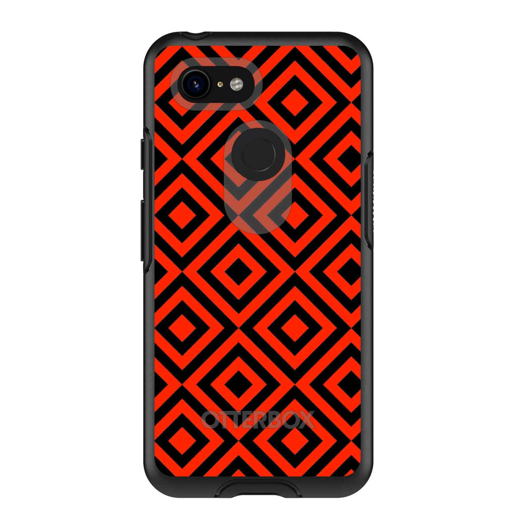 Black Red Diamond Pattern Geometric OtterBox Symmetry Case for iPhone & Galaxy, view 15