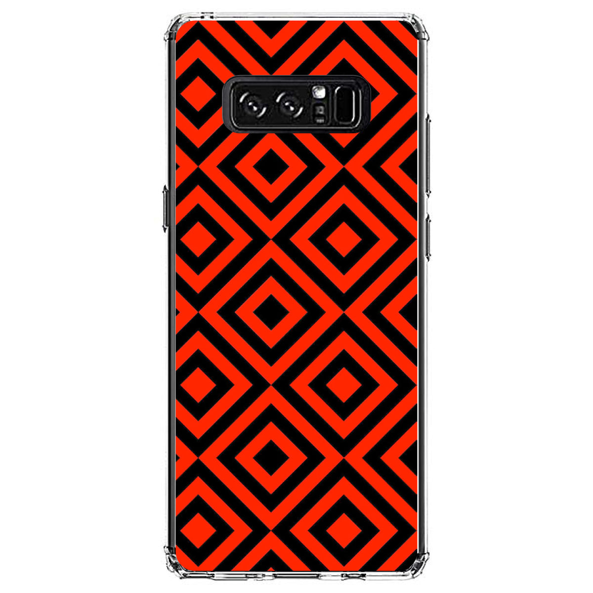 Black Red Diamond Pattern Geometric Clear Shockproof iPhone Case, view 12