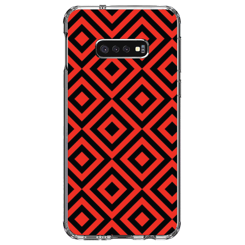 Black Red Diamond Pattern Geometric Clear Shockproof iPhone Case, view 18