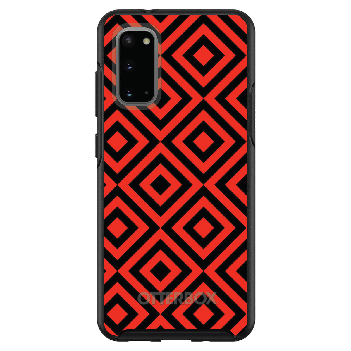 Black Red Diamond Pattern Geometric OtterBox Symmetry Case for iPhone & Galaxy, view 5