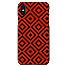 DistinctInk® Hard Plastic Snap-On Case for Apple iPhone or Samsung Galaxy - Black Red Diamond Pattern Geometric