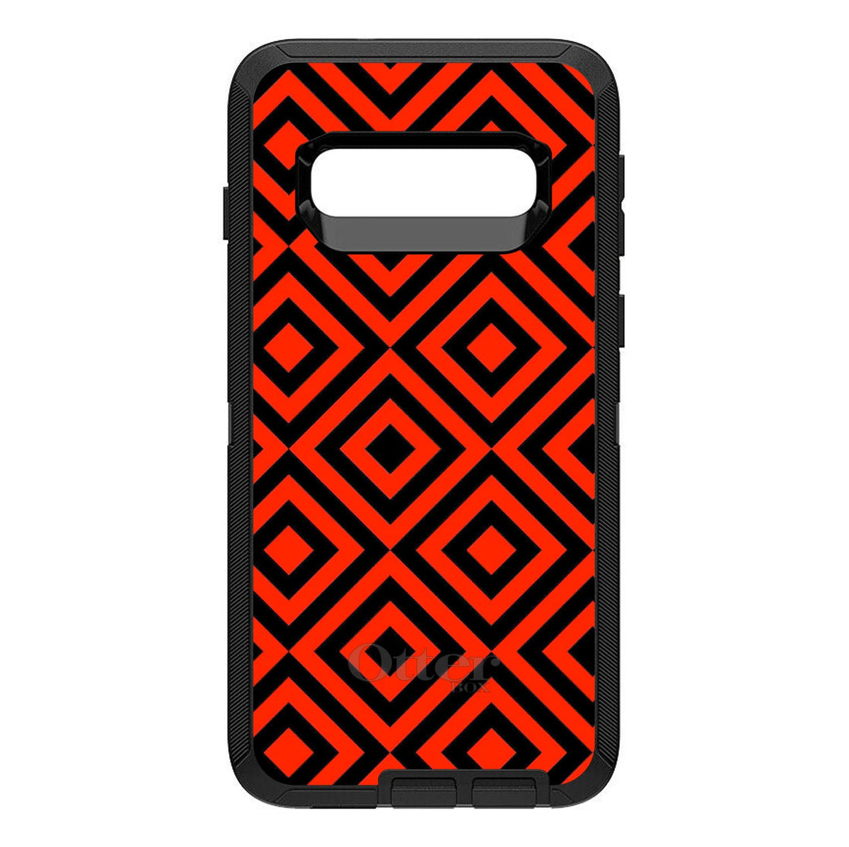 Black Red Diamond Pattern Geometric OtterBox Defender Case for iPhone & Galaxy, view 6