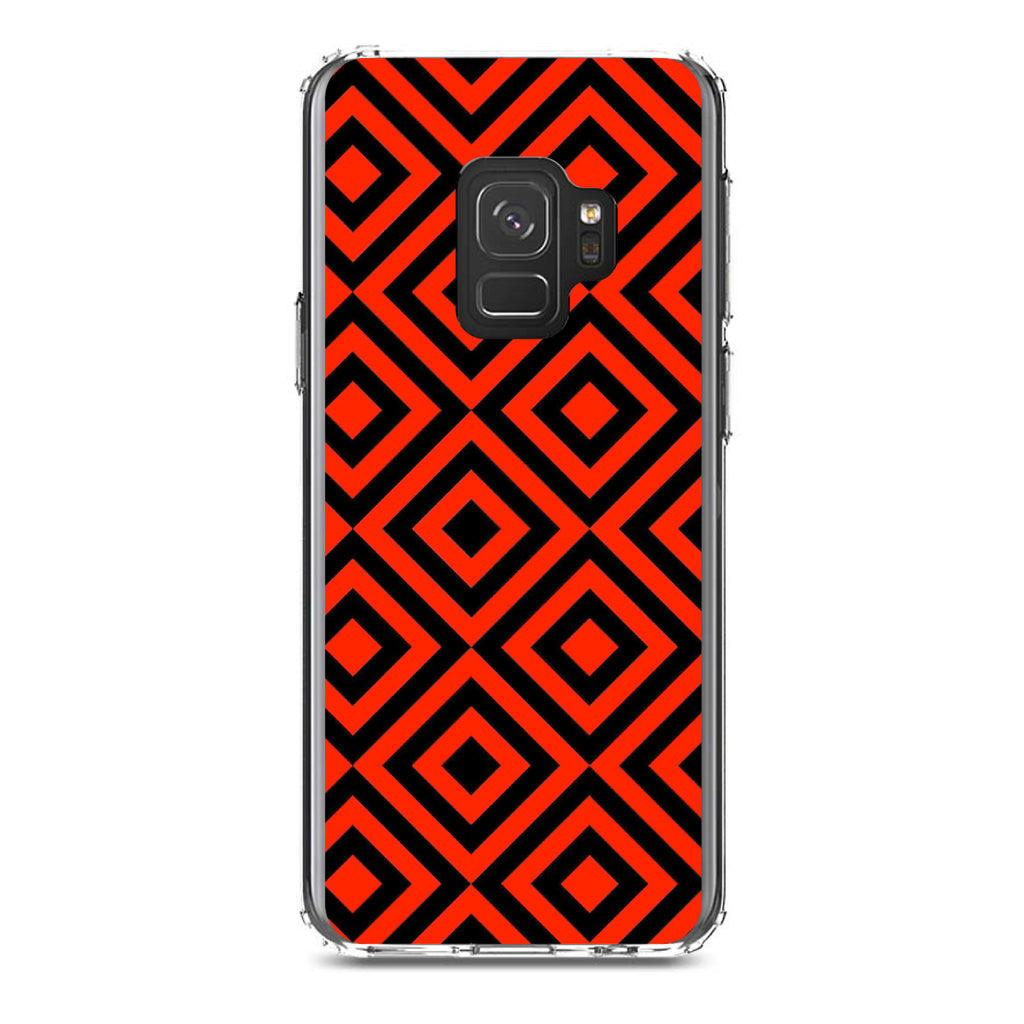 Black Red Diamond Pattern Geometric Clear Shockproof iPhone Case, view 19