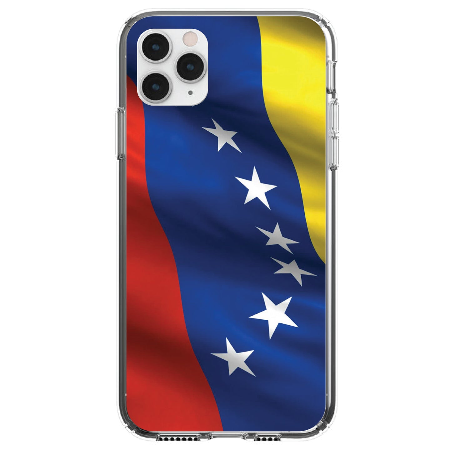 DistinctInk® Clear Shockproof Hybrid Case for Apple iPhone / Samsung Galaxy / Google Pixel - Venezuela Waving Flag Red Blue Yellow