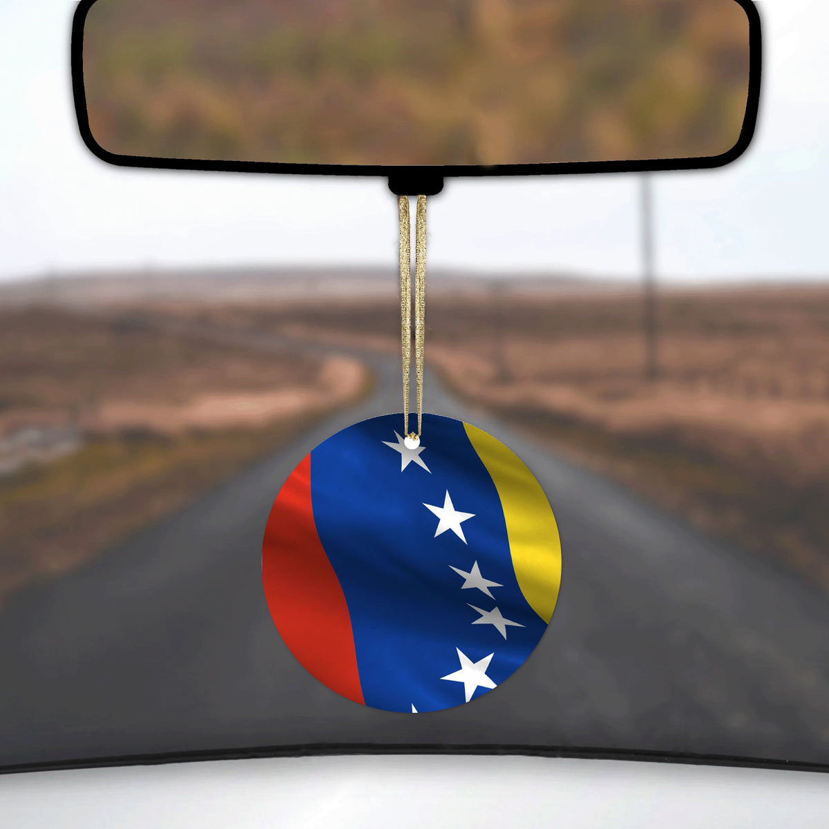 Venezuela Waving Flag Red Blue Yellow Ceramic Ornament, view 3