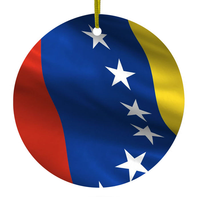 Venezuela Waving Flag Red Blue Yellow Ceramic Ornament