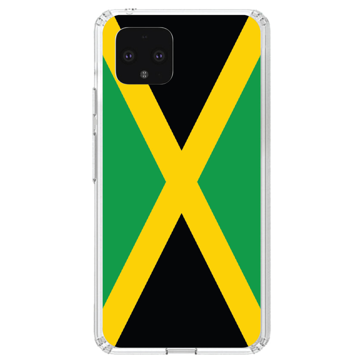 Jamaica Flag Black Green Yellow Clear Shockproof iPhone Case, view 23